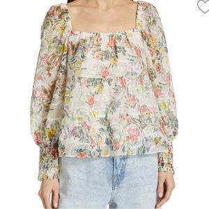 alice + olivia Rowa Floral Eyelet Top XS